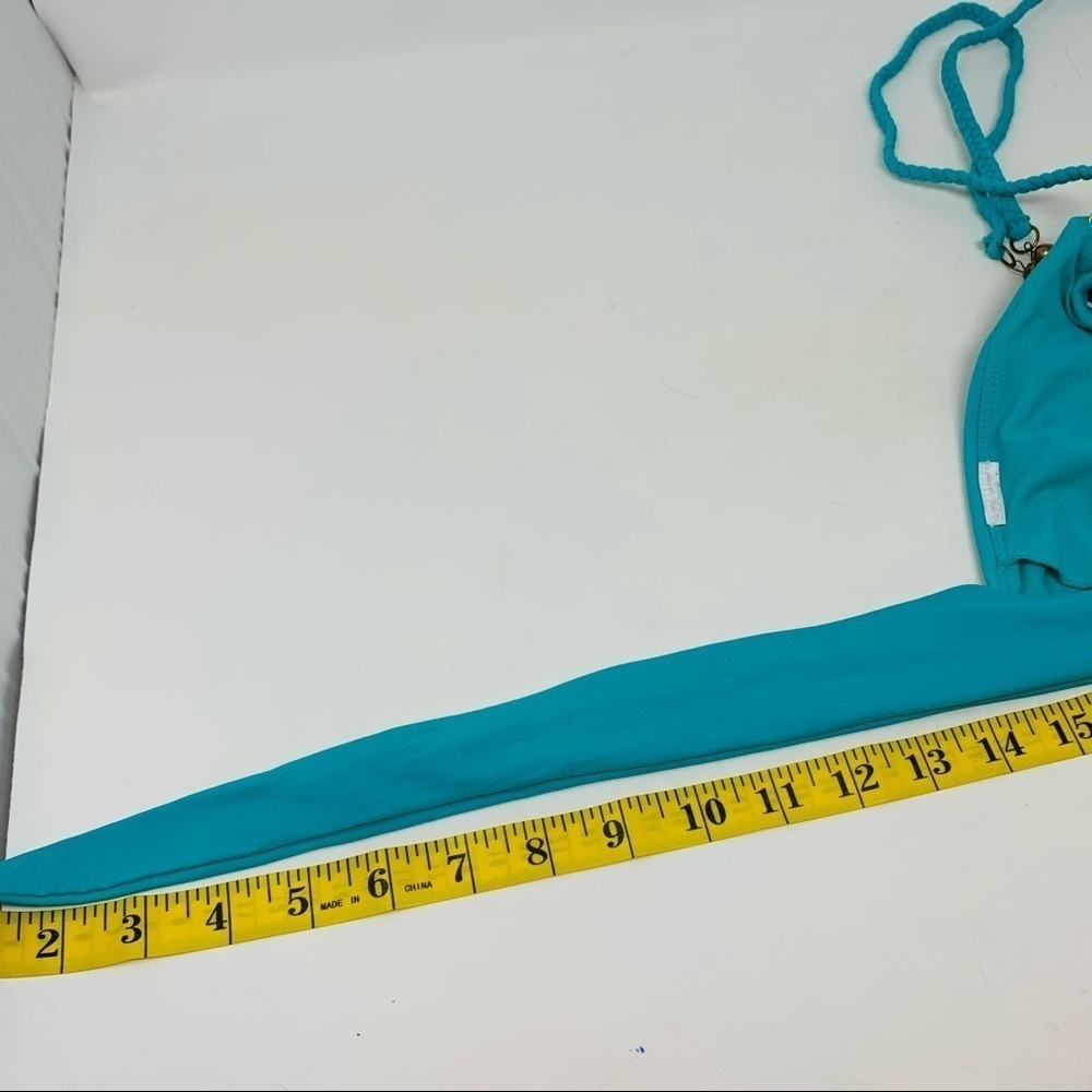 Bohemian Teal Turquoise Floral Embroidered Two Piece Bikini Swim Suit Size Small - Picture 6 of 16